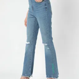 Vero Moda Blue Distressed Regular Fit Jeans image 3