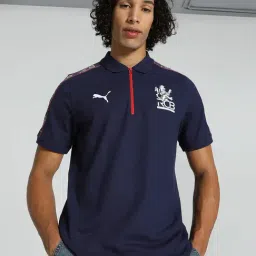 Puma x RCB Navy Regular Fit Printed Sports Polo T-Shirt-picture-23