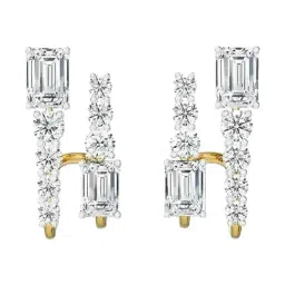 EMORI 18k (750) Yellow Gold Two Way Mixed Stone Lab Grown Diamond Studs for Women-picture-17