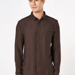 Byford By Pantaloons Brown Slim Fit Texture Shirt-picture-31