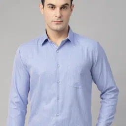 English Navy White Blended Slim Fit Formal Shirt-picture-32