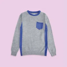 Pantaloons Junior Grey & Blue Striped Full Sleeves Sweater-picture-15
