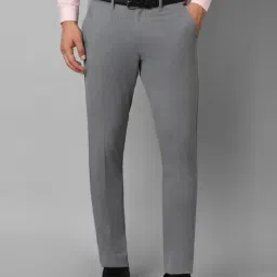 Louis Philippe Sport Grey Slim Fit Texture Trousers-picture-10