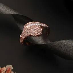 Priyaasi Elegant American Diamond Adjustable Rose Gold-Plated Ring-image-27