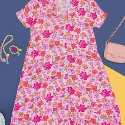 Pantaloons Junior Kids Multicolor Floral Print Dress-picture-28