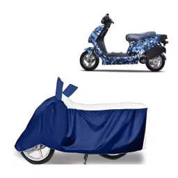 Auto Pearl Two Wheeler Cover for Hero Electric Electric AXLHE-20 BS6 - White, Blue-picture-40