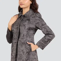 YOUNG CLUB CLASSIC Women Self Design Spread Collar Wool Single-Breasted Overcoat image 4