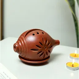 Unravel India Brown Terracotta Shank Shape Candle Holder-image-86