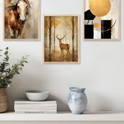 Kotart Brown & Beige 3 Pieces Wooden Abstract Wall Arts image 3