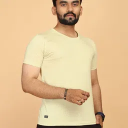 FABRIPPLE Men Solid Round Neck Cotton T-shirt image 3