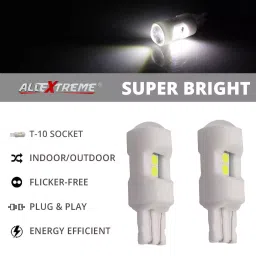 AllExtreme EXF10L2 Universal T10 6 LED Parking Light COB Super Bright Interior Pilot License Plate Dome Indicator Lamp Bulb for Car Bike and Motorcycle (2W, White, 2 PCS) image 2