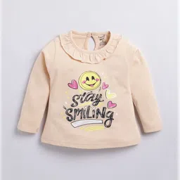 Toonyport Girls Typography Printed Ruffles Round Neck Cotton Top image 3