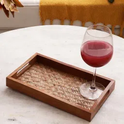 VarEesha Bambusa Brown Acacia Wood Rectangular Tray-picture-15