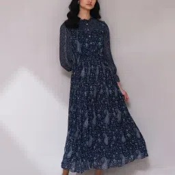 aarke Ritu Kumar Blue Paisley Print Maxi Dress-image-42