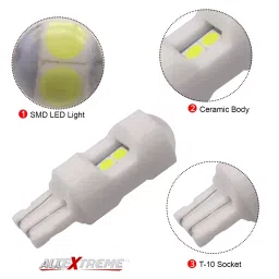 AllExtreme EXF10L2 Universal T10 6 LED Parking Light COB Super Bright Interior Pilot License Plate Dome Indicator Lamp Bulb for Car Bike and Motorcycle (2W, White, 2 PCS) image 3