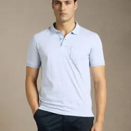 Louis Philippe Blue Cotton Regular Fit Printed Polo T-Shirt-picture-21