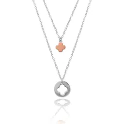 Curio Cottage 925 Silver Dual Layared Clover Pendant With Link Chain image 4