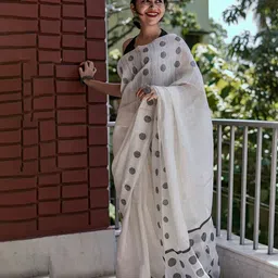 PHEASANT Woven Designed Pure Linen Saree-picture-24