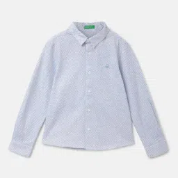 United Colors of Benetton Kids White & Blue Printed Full Sleeves Shirt-picture-31