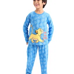 Babyhug Disney Single Jersey Knit Full Sleeves The Lion King Graphics Night Suit - Blue-image-53