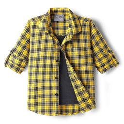 Dapper Dudes Full Sleeves Checked Shirt With Attached Tee - Yellow-picture-11