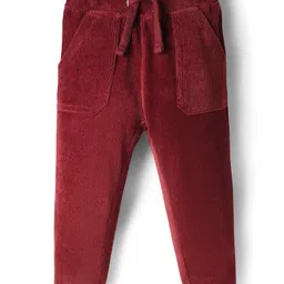Babyhug Knit Full Length Solid Colour Corduroy Pant With Pockets - Maroon-picture-18