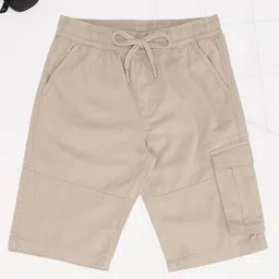 Pantaloons Junior Cotton Woven Solid Shorts - Cream-picture-11