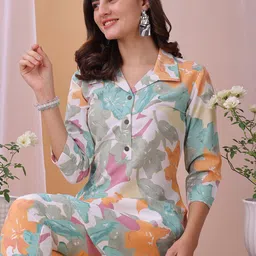 HRITIKA Printed Mandarin Collar Tunic With Trousers Co-Ords image 4