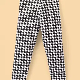 Pine Kids Stretchable All Over Printed Biowashed Cotton Full Length Leggings- Black & White image 2