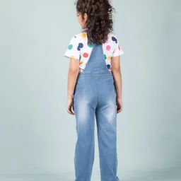 tweeny mini Denim Woven Sleeveless Washed Distressed Dungaree - Light Blue image 3