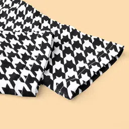 Pine Kids Stretchable All Over Printed Biowashed Cotton Full Length Leggings- Black & White image 3