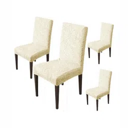 HOUSE OF QUIRK Beige 4 Pieces Floral Dining Chair Covers-image-28