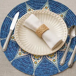 Yellow Weaves 4-Pcs Blue & White Printed Table Placemats image 3