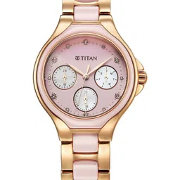 Titan Women Round Dial & Stainless Steel Bracelet Style Straps Analogue Watch 95325KD01-picture-10