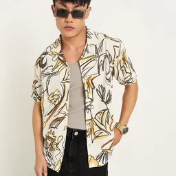 People Men Slim Fit Opaque Printed Casual Shirt-picture-16