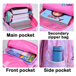 Bunie Large Capacity School Backpack for Girls with Multiple PocketsPink image 5