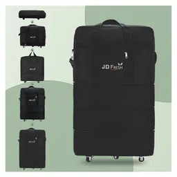 JD FRESH 3 Layer Expandable Duffle Bag With Wheels For Travel Use (Black) image 5