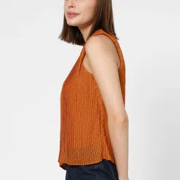Vero Moda Orange Self Design Top image 4