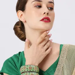 Oomph Mint Green Brass Kada Bangles - Set of 2 image 4