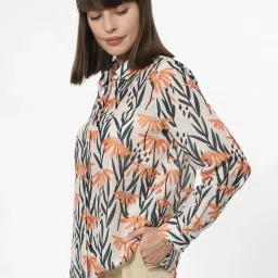 Vero Moda Off White & Orange Printed Shirt image 4