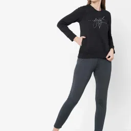 Sweet Dreams Black Cotton Printed Sweatshirt image 4