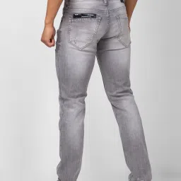 Spykar Grey Cotton Regular Fit Distressed Jeans image 2