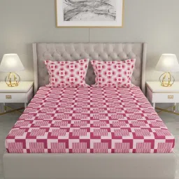 Raymond Home Jazzy Pink 120 TC Cotton Queen Bedsheet with 2 Pillow Covers image 2
