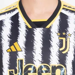 Adidas Black Slim Fit Striped Juventus Jersey image 4