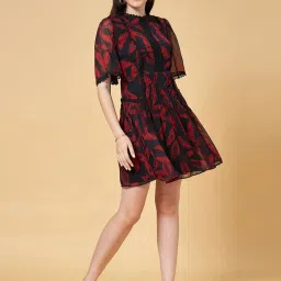 Honey by Pantaloons Red & Black Printed A-Line Dress image 4