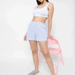 VASTRADO Blue Cotton Chequered Shorts image 4