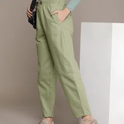 The Roadster Life Co. Women Solid Mid-Rise Pure Cotton Regular Trousers-image-73