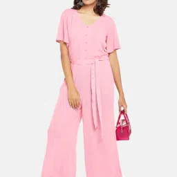 Honey by Pantaloons Pink V Neck Jumpsuit image 4