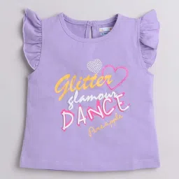 Bumzee Kids Purple Cotton Printed T-Shirt Set image 2