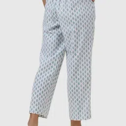 Fabindia White & Green Printed Pants image 2